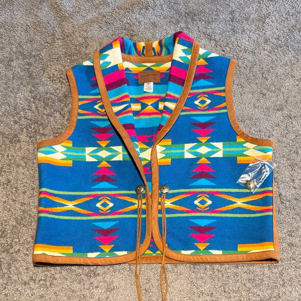 NEW Pendleton Multicolor Aztec Wool Jacket - Blue… - image 1